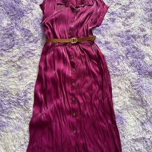MELLODAY Magenta Button-Front Maxi Dress Belt not included.